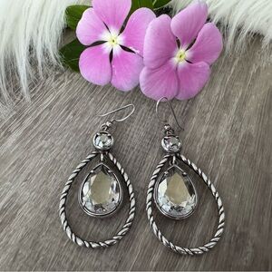 💖 BRIGHTON Retired Teardrop Crystal French Wire Earrings